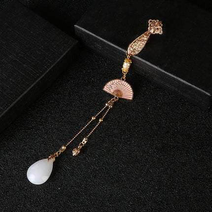 Antique Cheongsam National Tide Wind Pressure Break Elegant Pendant Brooch Hanfu Tea Clothing Tassel Retro Chinese Makeup Accessories Women
