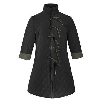 Amazon Cross-border Men's Medieval Armor Cotton-padded Jacket Retro Jacket Eye-catching Contrast Thin Strap Cotton-padded Pirate Stand Collar