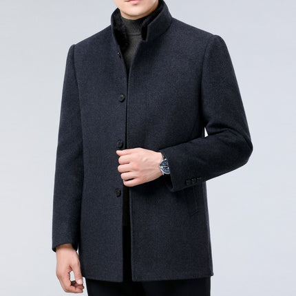 High-End Double-Sided Cashmere Outwear, Middle-Aged Dad's Woolen Mink Fur Collar, Removable Liner Windbreaker, Men's Jacket