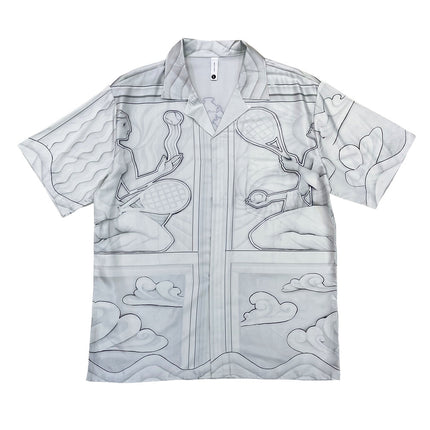 Foreign Trade Casual Hawaiian Beach Printed Short-Sleeved Shirt Cuban Collar European and American Retro Vacation Shorts Two-Piece Set