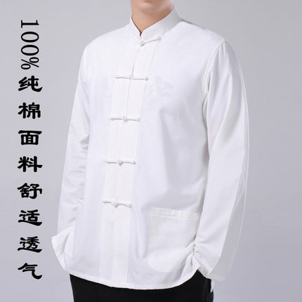 Hanfu Top Tang Suit Men's Long-sleeved Old Man's Clothes Men's Cotton Ancient Clothes Men's Middle-aged and Old Men's Best Man's Antique Men's Clothing