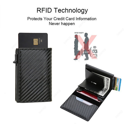 New Aluminum Box 70% off Short Wallet Rfid Anti-Theft Swipe Anti-Loss Card Holder Carbon Fiber Small Wallet Men's Wallet