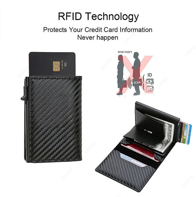 New Aluminum Box 70% off Short Wallet Rfid Anti-Theft Swipe Anti-Loss Card Holder Carbon Fiber Small Wallet Men's Wallet