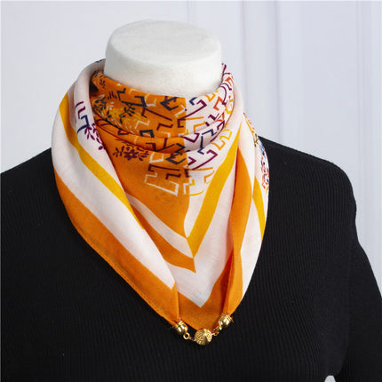 2025 New Silk Scarf Autumn and Winter Cold Protection Neck Protection Anti-Rubbing Collar Square Scarf 68cm Silk Scarf Magnetic Buckle Western Style Scarf
