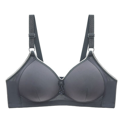 Middle-aged and elderly mother's underwear beautiful back comfortable bra new smooth gathered bra non-magnetic non-steel ring three-row buckle