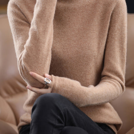 Curling pile collar woolen sweater women's 100 pure wool bottoming shirt autumn and winter New turtleneck cashmere knitted sweater