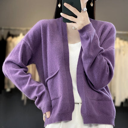 Solid Color Cardigan Women's Loose Knitwear Spring & Fall New Versatile Outwear Short Shawl Long-sleeved Slim Outer Top