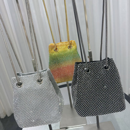 Cross-Border New Fashion Bucket Bag Banquet Dress Evening Bag Rhinestone Women's Trendy Diamond-Encrusted Handbag Evening Wear