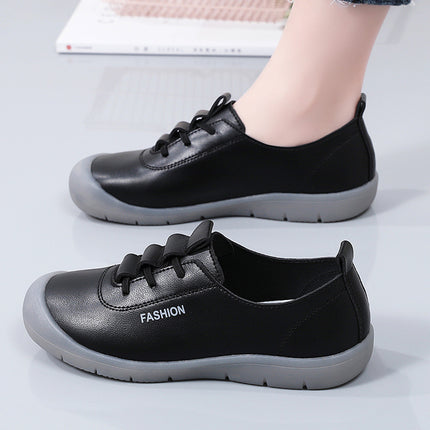 Mom's Shoes Are Not Tiring for Feet, Casual Wedges 2025 New Leather Shoes, Spring & Fall Non-Slip Flats, Soft Sole, Soft Surface Women's Shoes
