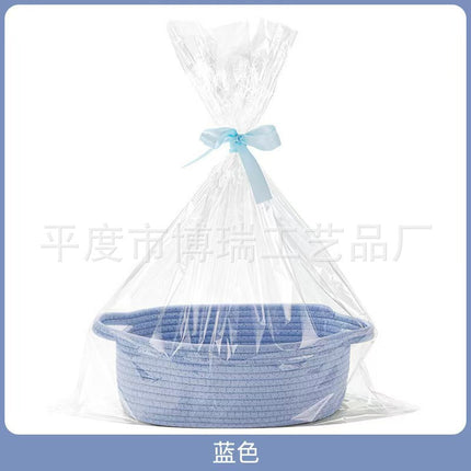 Modern Simple Style Storage Basket Cotton Rope Woven Snack Clothing Portable Storage Basket Oval Storage Basket Gift Basket