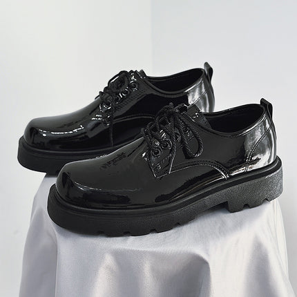 Derby Shoes Square Toe Leather Shoes Men's Shoes Spring New Low-top Small Leather Shoes Youth Casual Shoes Shoes Big Toe Leather Shoes