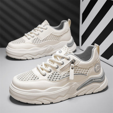 Summer New Mesh Thin Lace-Up Breathable Sneakers Trendy Versatile Shallow Men's Casual Slip-On Shoes