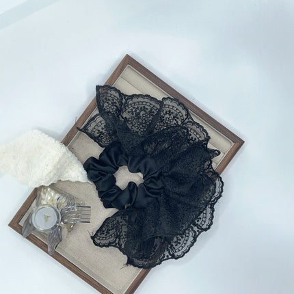 Double Lace Skirt Hair Ring Women's High-end Half-tie Hair Rope Elegant Low Ponytail Simple All-match Headline Hair Accessories