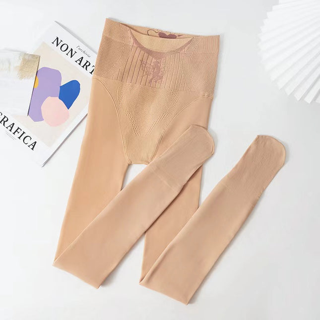 Light leg artifact leggings flower fairy water light socks high waist tummy pantyhose autumn and winter fleece-lined outside wear naked feeling natural