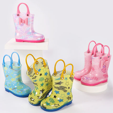 Children's Rain Boots Baby Rain Boots Primary School Boys and Girls Waterproof and Warm Outdoor Non-Slip Wear-Resistant Water Shoes Cross-Border Export