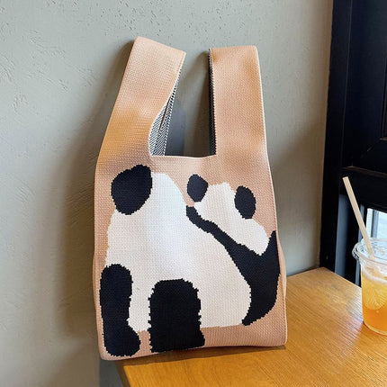 National Treasure Series Panda Knitted Bag Cute Tote Bag Panda Travel Souvenir 2023 New National Trend Bag