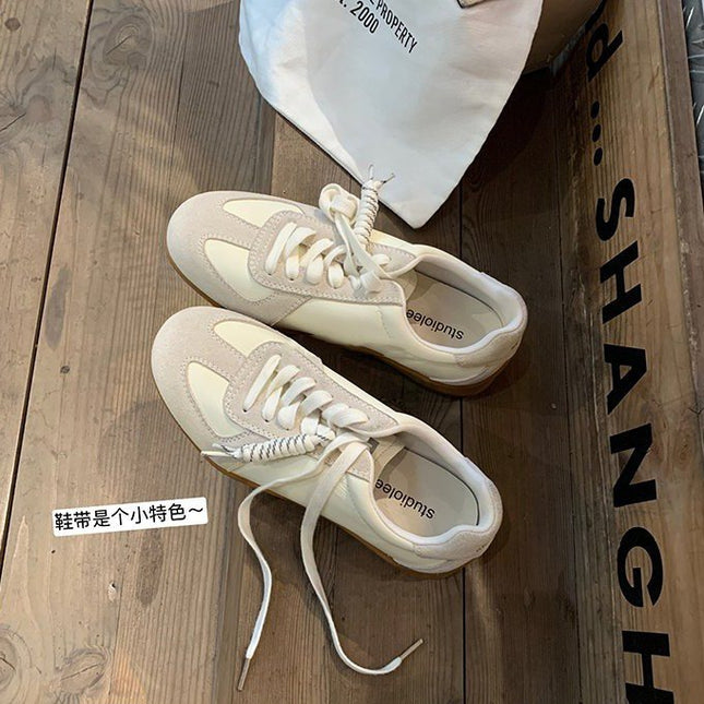 Qiyor Inner Heightening Moral Training Shoes for Women 2025 Autum New Flats-Soled Lace-Up Casual Sports Retro Forrest Gump Shoes