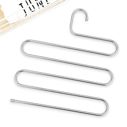 Factory wholesale stainless steel S-shaped pants rack non-slip pants hanging five-layer pants rack multi-function magic pants rack multi-layer clothes rack