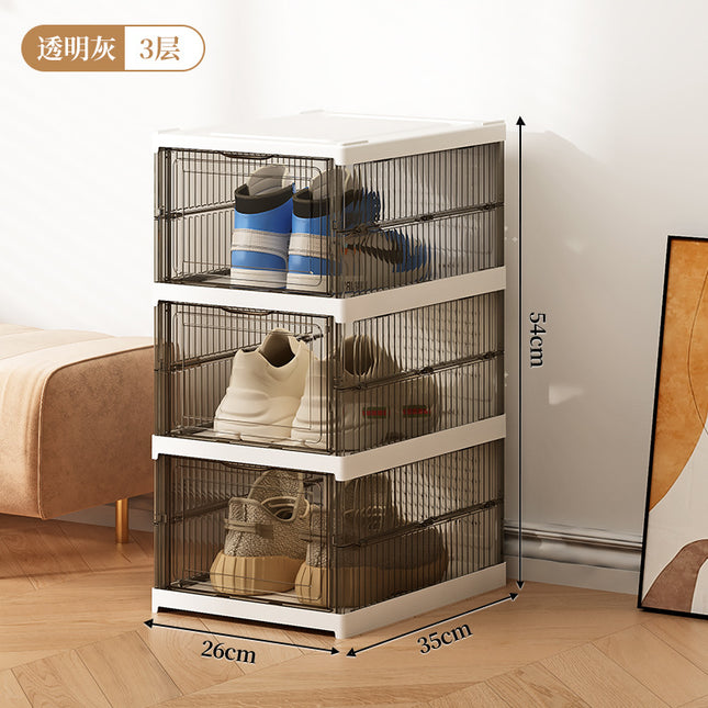 Transparent Folding Shoe Box Push-Free Thickened Shoe Box Integrated Shoe Cabinet Plastic Dustproof Shoe Box Storage Box