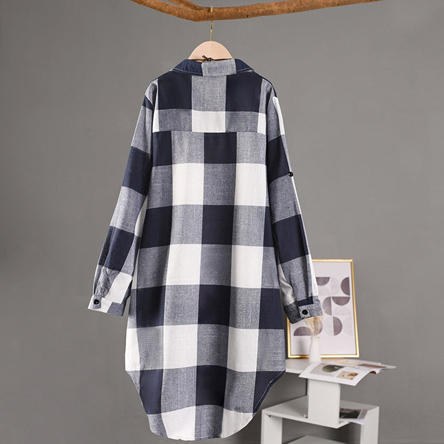 AliExpress cross-border foreign trade plaid shirt spring and summer thin sunscreen cardigan coat long long sleeve shirt