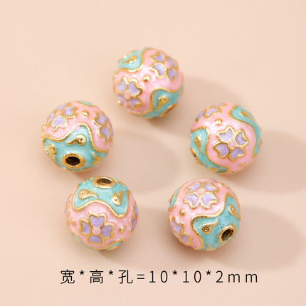 Cloisonné Hollow Beads Oil-Dropped Color-Preserving Copper-Plated Sand Gold DIY Burnt Blue Accessories Handmade Beaded Bracelet Jewelry Accessories
