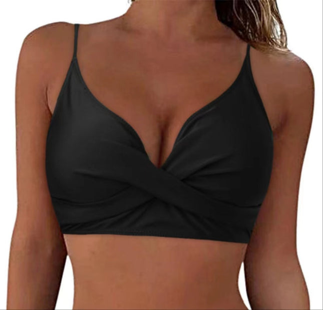 2024 European and American sexy slim slim slim BIKINI high waist women sexy bikini swimsuit one-piece top