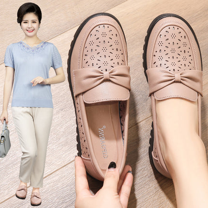 Mom's Shoes, Middle-Aged Sandals, Summer Shoes for Middle-Aged and Elderly People, Non-Tiring, Soft-Soled Women's Leather Shoes, Breathable, Non-Slip Clogs
