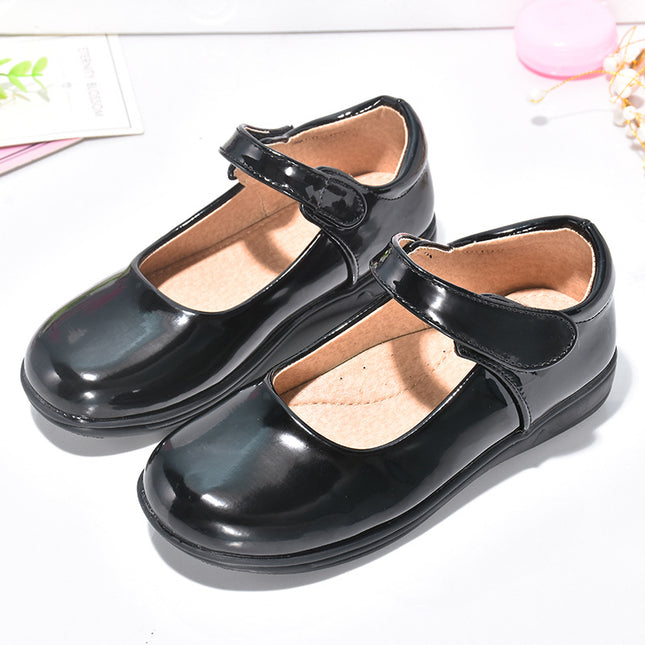 Girls' Leather shoes black and white performance chorus shoes primary and secondary school students' performance shoes Children's formal wear British dress shoes spring and autumn