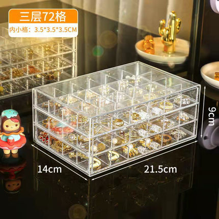 Free Shipping Drawer Jewelry Storage Box Multi-Layer Dust-Proof Red Jewelry Box Earrings Earrings Acrylic Storage Box