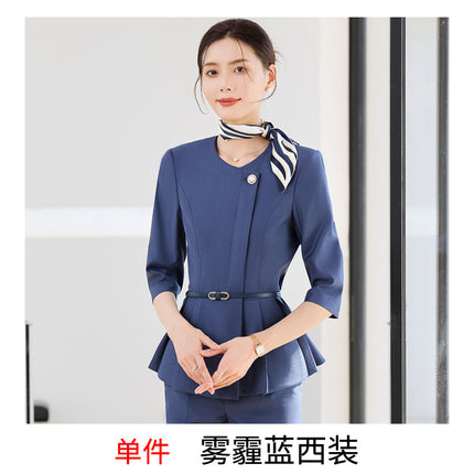 High-end professional suit female spring and autumn temperament goddess fan host formal dress beauty salon front desk overalls two-piece set