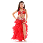 red / Bra Belt Skirt 3 Piece Set