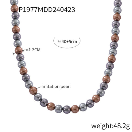 Korean fashion round high-gloss beaded necklace women's casual colorful round beads niche simple necklace jewelry wholesale