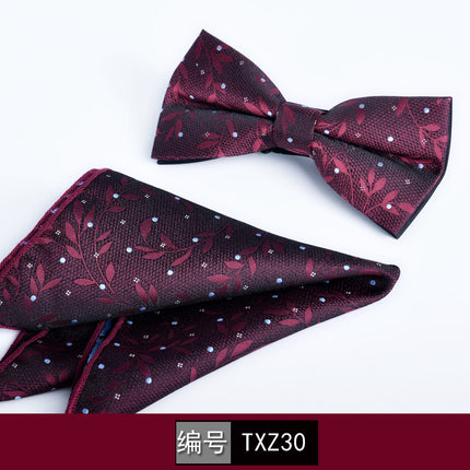 Bow tie square men's two-piece wine red series new spot business executive professional style groom wedding