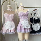 Lilac [neck collar + headband + apron + skirt + t pants] / One size fits all
