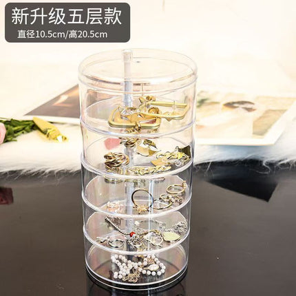 Desktop Storage Box Earrings Hairpin Jewelry Cosmetics Jewelry Multifunctional Sundries Transparent Rotating Storage Box