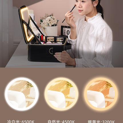 Makeup Case with Light and Mirror, Led Makeup Bag, Large Capacity Makeup Box, Storage Box, Storage Bag, Multifunctional