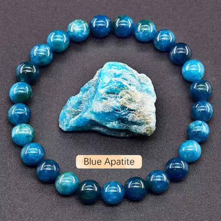 SHINE/TEMU Cross-border Natural Stone Agate Crystal Beaded Bracelet Apatite Lapis Lapis Bracelet for Men and Women