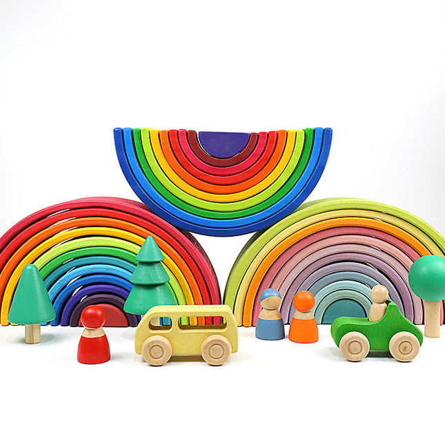 Cross-Border Wholesale 12-Color Macaron Large Rainbow Building Blocks Early Education Educational Toys Kidsren's Room Decoration Ornaments Wholesale