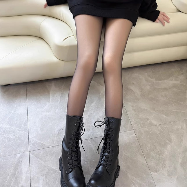 Bare-Leg Effect Pantyhose for Women, Autumn and Winter, Nude Color, Fleece-Lined, Thickened, Anti-Snag, Flesh-Colored, Double-Layer Leggings