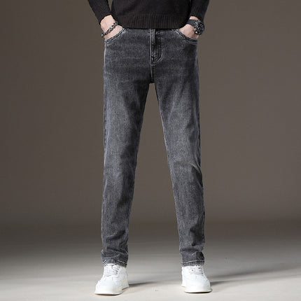 Xintang Jeans Men's Autumn and Winter Velvet Warm Slim Straight Men's Thickeneded Cold-Resistant Men's Casual Long Pants