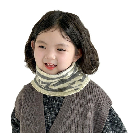 Autumn and winter striped children's scarf warm all-match knitted baby's scarf Korean version of boys and girls wool neck sleeve