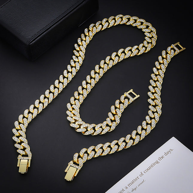 Cross-Border Hot-Selling European and American Hip-Hop Necklace for Men, Retro Head Portrait Pendant, Alloy Inlaid with Rhinestones, Personalized Fashion Trend