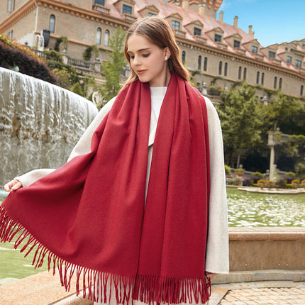 Wool Cashmere Scarf Autumn and Winter Versatile Pure Color Scarf Women's Winter Warm Women's Shawl Scarf Korean Atmosphere
