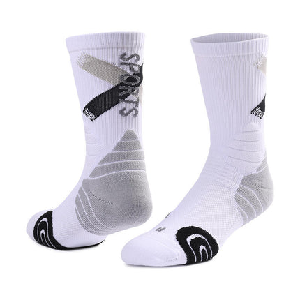 Summer Practical Professional Basketball Socks Towel Bottom Mid-tube Socks Badminton Socks Sweat Absorbing Running Training Sports Socks Men