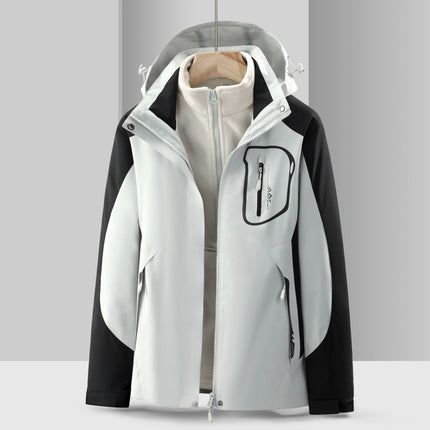 Jacket Women's Autumn and Winter Three-In-One Detachable Windproof and Waterproof Mountaineering Clothing Outdoor Skiing and Camping Style Same Style for Men and Women