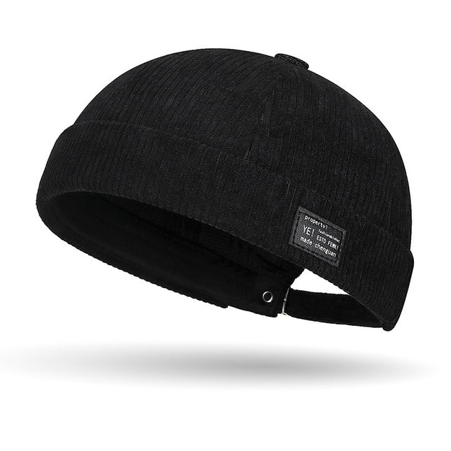 Cross-Border Corduroy Landlord Hat Autumn and Winter Hat for Men Japanese Style Solid Color Trendy Hip-Hop Melon Cap Niche Simple Tang Hat