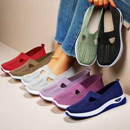 Middle-Aged and Elderly Women's Shoes 2024 Spring Model, Mesh Breathable Soft-Soled Lightweight Shoes for Seniors, Fly-Knit Women's Shoes, Lightweight and Breathable