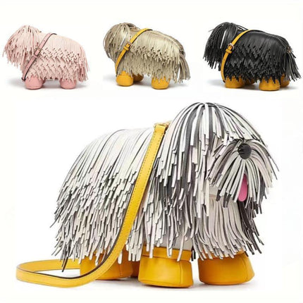 Cute Creative Funny Dog Handbag New Personality Design Shepherd Dog Tassel Puppy Shoulder Crossbody Bag