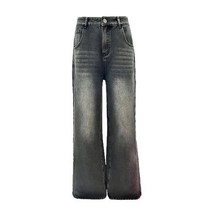 Raccoon House # 2-Color American Retro High-Waisted Loose Wide-Leg Pants, Versatile Ins Draped Autumn and Winter Straight Jeans for Women