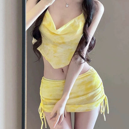 Swimsuit 2025 New Sexy Skirt Bikini Split Three-piece Blouse Slimming Holiday Beach Spa